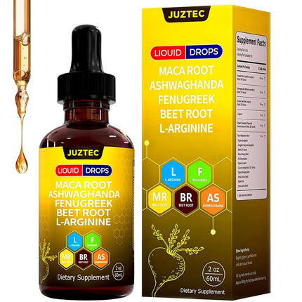 Juztec Maca Root Liquid Drops with Ashwagandha & F