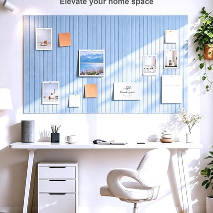 0.47”Thick Slat Felt Bulletin Board Wall Tiles Pin Board 36x24 (F-LBlue)