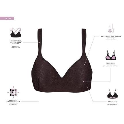 Bali Women's Comfort Revolution Wire Free Bra, Opaque, Hush Pink Swirl, 34B