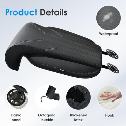 FLORICH Car Seat Extender Leg Support Cushion for Driver Seats Office Chair, Leather Memory Foam Widened seat Cushion for Long Drivers Universal Car Seat Cushion Legs Rest Pads-Black1