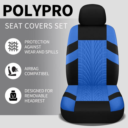 VarCozy Car Seat Covers Front Pair,Universal Cloth Front Seat Covers for Car,Breathable and Washable Seat Covers for SUV, Sedan, Van, Automotive Interior Covers, Airbag Compatible, Black&Blue