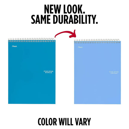Five Star Top Spiral Notebook + Study App, 1 Subject, College Ruled Notepad, 8-1/2" x 11", 100 Sheets, Fights Ink Bleed, Water Resistant Cover, Tidewater Blue (820058D-ECM)