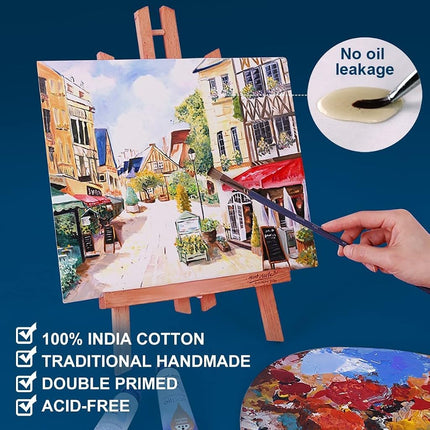 Canvas Panels 28x36cm 12-Pack, 300 GSM Triple Primed Acid-Free 100% Cotton Paint Canvas for Painting, Blank Flat Canvas Board for Acrylics Oil Watercolor Tempera Paint