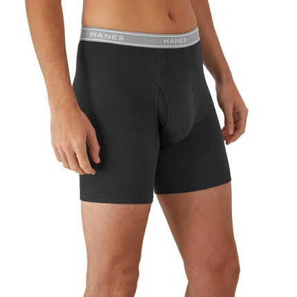 Hanes Men's 4-Pack FreshIQ Tagless Cotton Boxer with ComfortFlex Waistband Briefs, Blue/Red/Green/Black - 6 Pack, Large