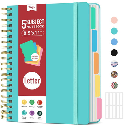 Taja Spiral Notebooks for Work 5 Subject Notebook 