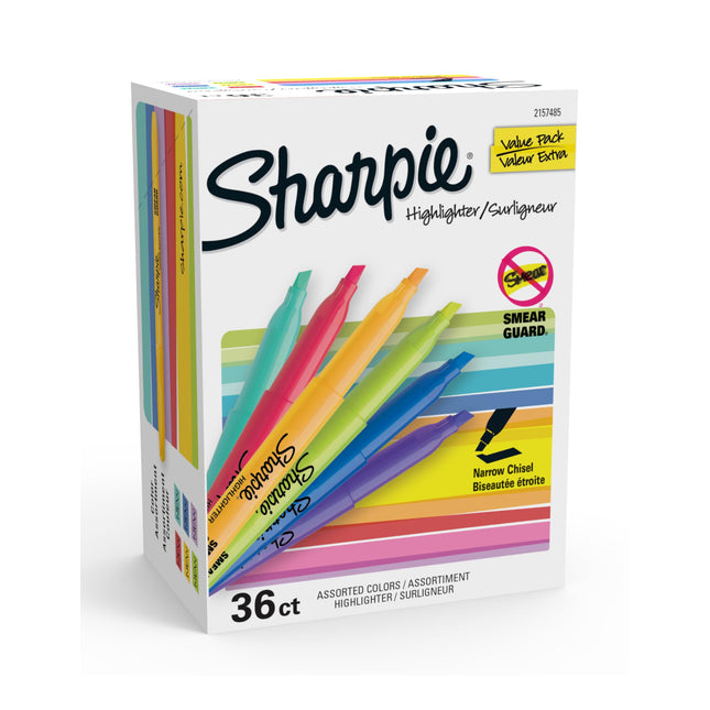 SHARPIE Pocket Highlighters, Narrow Chisel Tip, 12