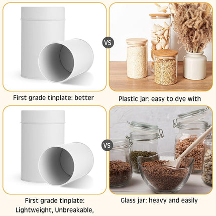 Zopeal 10 Pack Metal Tea Tin Canisters, Loose Leaf Tea Storage, White