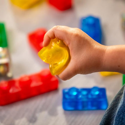 Jelly Blox Stash 'N Stack 2-in-1 Storage Case with 30 Blocks | Toddler & Preschool Building Blocks Kids Can Squeeze & Stretch | MESH ACCREDITED | Safety Tested & Ouch-Free | Sensory Play Toy Ages 2+