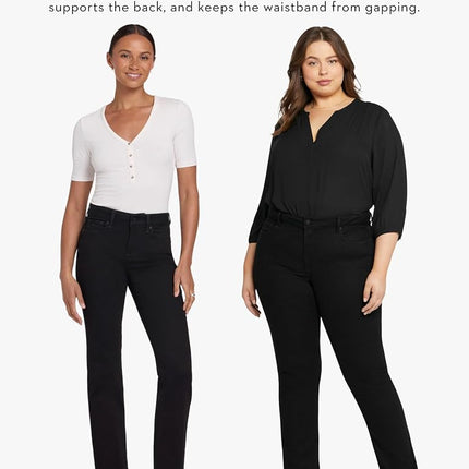 NYDJ Women's Petite Marilyn Straight Leg Jean, Black, 2