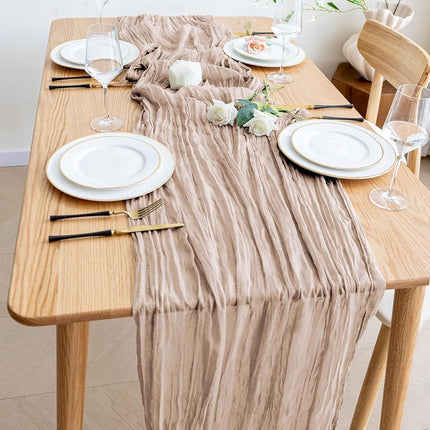 Wokceer Cheesecloth Table Runner Nude Pink 10FT Boho Gauze Cheese Cloth Table Runner for Party Long Rustic Sheer Table Runners for Baby Bridal Shower Wedding Easter Table Decor