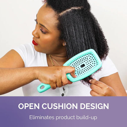 CURLY HAIR SOLUTIONS Cepillo Flexy - Elimina Nudos Mientras Exfolias Tu Cuero Cabelludo y Estimula la Circulación Sanguínea para Rizos Hermosos y Brillantes