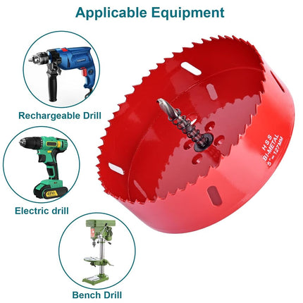 6-1/8Inch / 155mm Hole Saw for Wood, Plastic Board, Ceiling,Drywall, and Metal Sheet - HSS Bi-Metal Hole Cutter with Pilot Drill Bit
