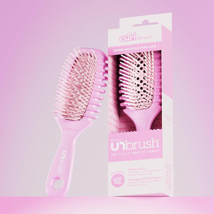 FHI Heat UNbrush Curl Defining Brush — Wavy, Coily, and Curly Hair Brush with DuoFlex Bristles & StyleCurl Handle — for Gentle Detangling & Faster Styling on Wet Hair - Pink Clouds