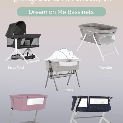 TotCare Bassinet Fitted Sheets for Dream on Me Traveler Portable Bassinet & Skylar, Seashell Bedside Sleeper - Buttery Soft, Premium Stretchy Jersey Knit Sheets - Pale Pink + Lavendar + Cloud, 3 Pack