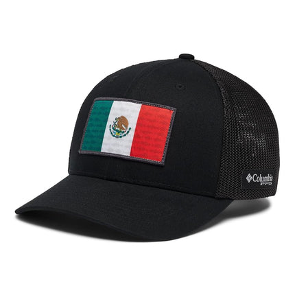 Columbia Unisex's PFG Mesh Ball Cap-High, Black/Black/Mexico Fish Flag, X-Large