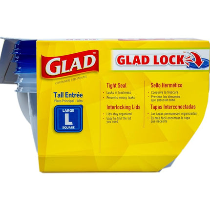 Glad GladWare Tall Entrée Food Storage Containers | Large Square Containers for Food | Strong and Sturdy Large Meal Storage Holders, 42 Ounce - 3 Count