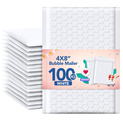 GSSSUSA Bubble Mailers 4x8 Inch 100 Pack Padded En
