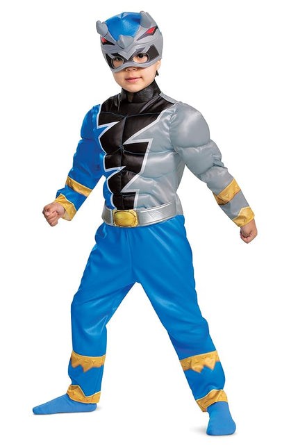 Blue Ranger Muscle Costume for Toddlers, Power Rangers Dino Fury, Large (4-6)