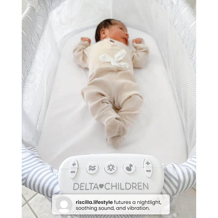 Delta Children Adjustable, fabric, Mesh, White/Grey, Bassinet