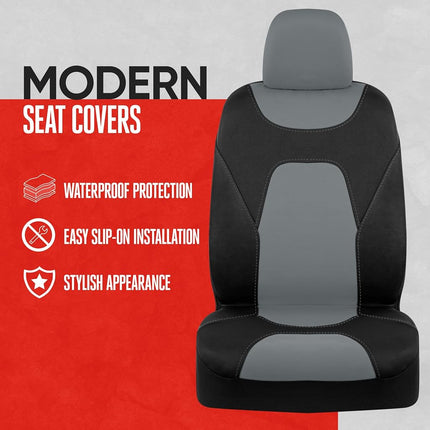 Motor Trend AquaShield Car Seat Covers for Front Seats, Gray – Two-Tone Waterproof Seat Covers for Cars, Neoprene Front Seat Cover Set, Interior Covers for Auto Truck Van SUV