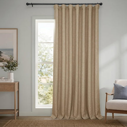 HPD Half Price Drapes Cortinas opacas de lino sintético texturizado para dormitorio de 120 pulgadas de largo (1 panel), cortinas extra anchas de 100 pulgadas de ancho x 120 pulgadas de largo para sala de estar, decoración del hogar, color Nomad Tan