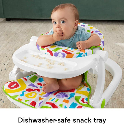 Fisher-Price Portable Baby Chair Kick & Play Deluxe Sit-Me-Up Seat with Piano Learning Toy & Snack Tray for Infants to Toddlers
