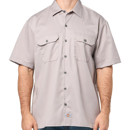 Dickies Mens Short Sleeve Work Shirt, Silver, X-La