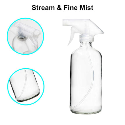 Youngever 4 Pack 480ml Empty Glass Spray Bottle,16 Ounce Clear Glass Spray Bottle for Essential Oils with Extra Durable Trigger Sprayers