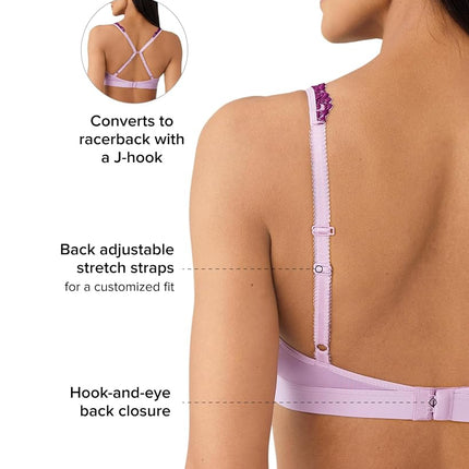 Wacoal Women's Embrace Lace Lightly Lined Wire Free Mid Coverage Bralette, 852191, Lavender Sage/Dark Purple, 36