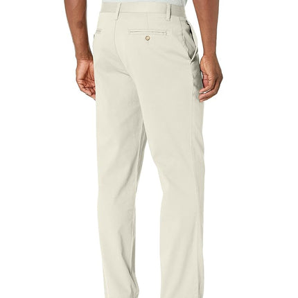 Nautica Men's Classic Fit Flat Front Stretch Solid Chino Deck Pant Business Casual Stone, 30W x 32L