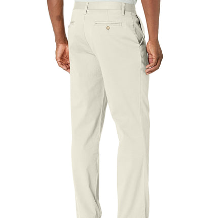 Nautica Pantalón Chino Elástico de Hombre Corte Clásico, Parte Frontal Lisa, de Vestir/Casual, Color Piedra, Talla 32W x 30L