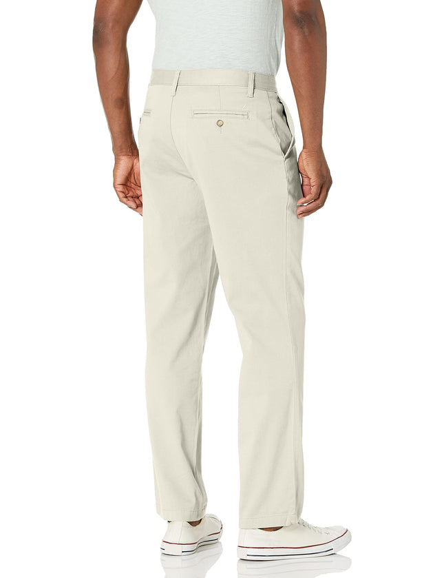 Nautica Men's Classic Fit Flat Front Stretch Solid Chino Deck Pant Business Casual Stone, 32W x 30L