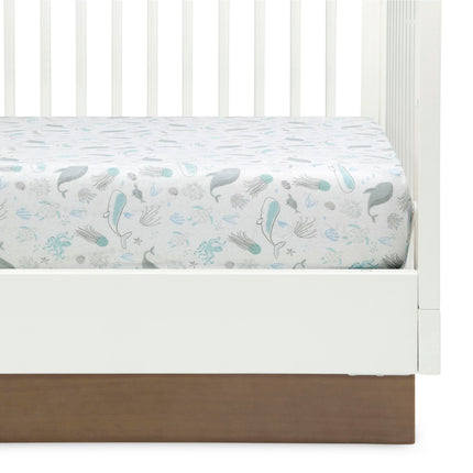 Delta Children Fitted Crib Sheets for Girls and Boys - 100% Organic Cotton Crib Sheet for Standard Crib and Toddler Mattresses - 28x52 Inch- GOTS Certified (Pack of 2), Sea Life