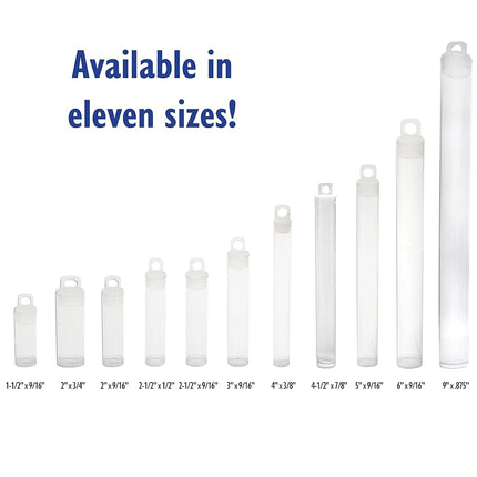 The Beadsmith Clear Plastic Tubes 2" Long 9/16" Diameter Caps for Hanging Friction Use for Beads, Bath Salts, Wedding Gifts and