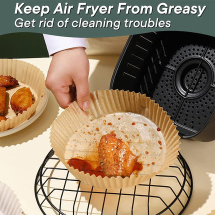 Revestimientos Desechables para Freidora de Aire 100 Piezas-16 cm, un Imprescindible de Tiktok para la Cocina, Hojas de Papel Pergamino para Hornear Antiadherentes sin Blanquear
