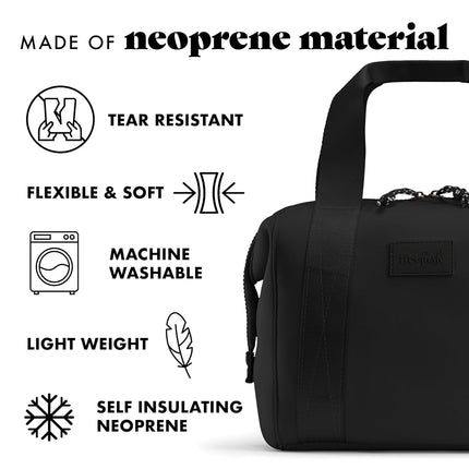 Sac à lunch en néoprène Fit & Fresh pour femme, sac à lunch isotherme pour femme pour le travail, grande boîte à lunch pour femme résistante aux déchirures et aux taches avec contenants et glaçon, sac à lunch Remi lavable en machine, noir