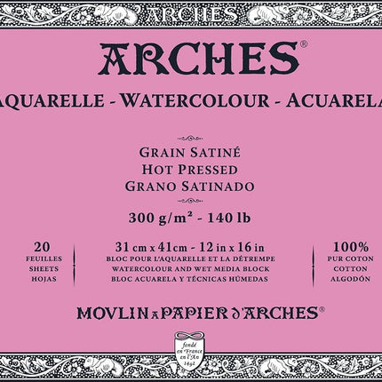 ARCHES 31 x 41 cm 300 GSM Hot Pressed Glued on 4 S