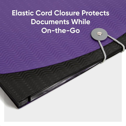 Smead Expanding File, 12 Pockets, Elastic Closure, Letter Size, Wave Pattern Purple/Black (70862)