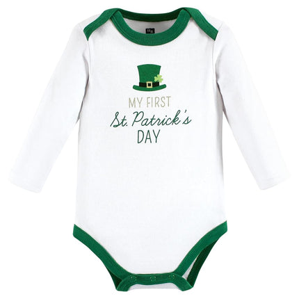 Hudson Baby unisex-baby Cotton Long-sleeve Bodysuits, Lucky Charm, 0-3 Months