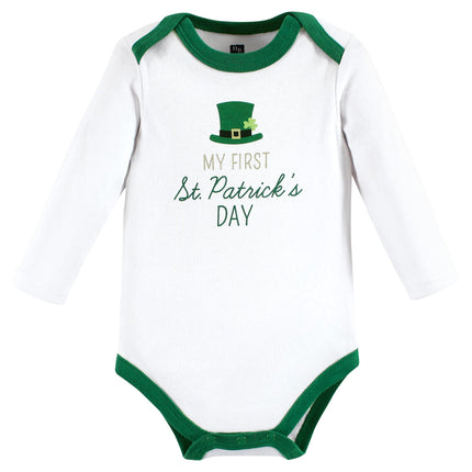 Hudson Baby unisex-baby Cotton Long-sleeve Bodysuits, Lucky Charm, 6-9 Months