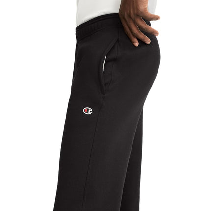 Champion Men's Powerblend Relaxed Bottom Fleece Pants, Black, M