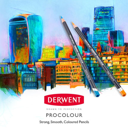 Derwent Procolour Pencils Set Of 36 In Tin, 4mm Round Core, Premium Core Strength, Smooth Texture, For Fine Art Drawing & Colouring, Professional, 2302507, Yellow,Blue,Green,Red,Pink,Black,Purple