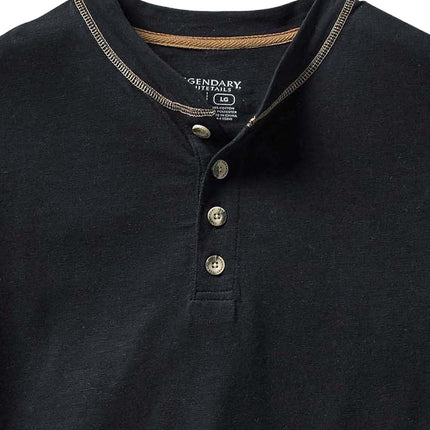 Legendary Whitetails Men's Maverick Slub Henley Shirt, Black, XXXXL