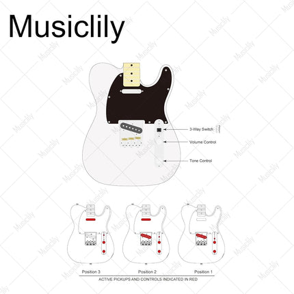 Musiclily Pro Electric Guitar Pre-wired Wiring Harness Upgrade for American Style TL with 3-Way Switch and 2A Pots, Chrome