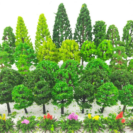 BLEBRDME 60 Pièces Modèles d'arbres 3,45-15,24 cm Arbres modèles mixtes pour train, paysage, architecture, arbres pour l'artisanat, la construction de modèles, le paysage naturel vert