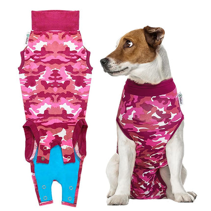 Suitical Recovery Suit Dog, Small Plus, Pink Camou
