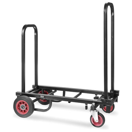 Pyle Heavy Duty Folding Equipment Trolley – 8-in-1 Convertible Hand Truck, Dolly & Platform Cart for Gear & Equipment Transport, Adjustable 64cm to 102cm