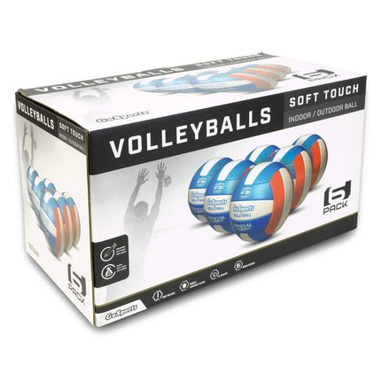 Pelotas de voleibol recreativas GoSports Soft Touch de 6 unidades - Tamaño reglamentario para jugar en interiores o exteriores - Incluye bomba de aire