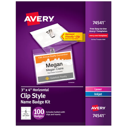 Avery Top-Loading Garment-Friendly Clip-Style Name