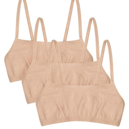 Fruit of the Loom Girls' Spaghetti Strap Sports Bra, Sand/Sand/Sand, 28